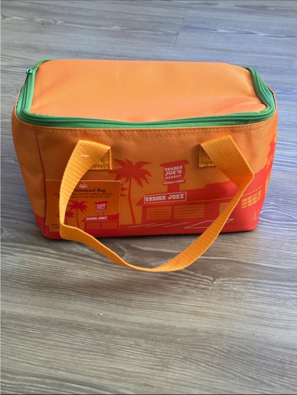 Orange Insulated Lunch Bag with Green Trim